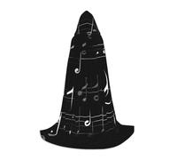 HDSKFNS Capa con capucha para Halloween, con estampado de notas musicales, color negro, disfraz de cosplay unisex, bata de bruja con capucha, Negro -, Medium