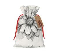 HDSKFNS Flor dibujada a mano Navidad yute bolsa de cordón de Navidad Vacaciones Año Nuevo fiesta Home Office embalaje