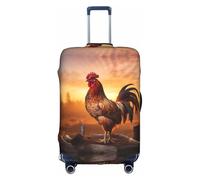 HDSKFNS - Funda de maleta con estampado de gallo sobre madera en tierras agrícolas para maletas de 45,7 a 81,3 cm, blanco, XL