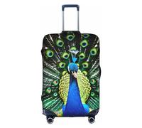 HDSKFNS - Funda de maleta con estampado de pavo real para maletas de viaje de 45,7 a 81,3 cm, blanco, L
