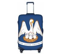 HDSKFNS Funda para maleta de viaje con estampado de bandera del estado de Louisiana, para maletas de 18 a 32 pulgadas, Blanco, S