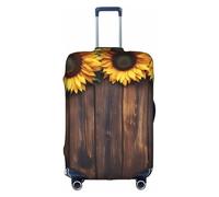HDSKFNS Funda para maleta de viaje con estampado de girasol sobre tablones de madera, para maletas de 18 a 32 pulgadas, Blanco, XL