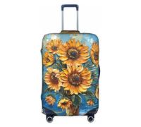 HDSKFNS Fundas de maleta con estampado de girasol y pintura al óleo para maleta, funda de equipaje de viaje, para maletas de 18 a 32 pulgadas, Blanco, Medium