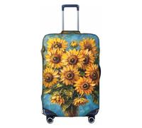 HDSKFNS Fundas de maleta con estampado de girasol y pintura al óleo para maleta, funda de equipaje de viaje, para maletas de 18 a 32 pulgadas, Blanco, Medium