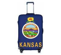 HDSKFNS Fundas para maletas de viaje con estampado de la bandera del estado de Kansas para maletas de 18 a 32 pulgadas, White, S