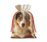 HDSKFNS Lindo cuenco de hueso de perro Woof Footprint Christmas Burlap Bag Christmas Drawstring Bag Holiday New Year Party Home Office Packaging