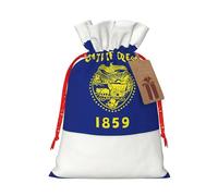 HDSKFNS Mapa de la bandera del estado de Oregon Navidad yute bolsa festiva cordón bolsa vacaciones Año Nuevo fiesta hogar oficina paquete