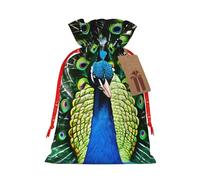 HDSKFNS Pavo real fresco Navidad yute bolsa con cordón de Navidad Vacaciones Año Nuevo fiesta Home Office Embalaje