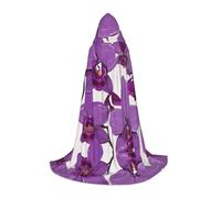 HDSKFNS Purple Orchid Design01 - Capa con capucha para Halloween, disfraz de cosplay unisex, bata de bruja con capucha, Negro -, Large