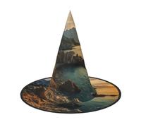 HDSKFNS Stones Blue Sea Ocean Sunrise Mountain Print Halloween Witch Hat Wizard Hat For Party Perfect Accessory for Costumes Holiday Party
