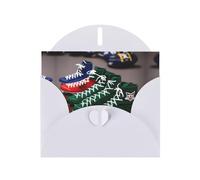 HDSKFNS Tarjetas de felicitación con estampado de cordones de fútbol americano de 15,2 x 10,2 cm, tarjetas de papel perlado con sobres, para cumpleaños, boda, condolencias