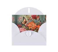 HDSKFNS Tarjetas de felicitación con estampado de flores y mariposas de 15,2 x 10,2 cm, tarjetas de papel perlado con sobres, para cumpleaños, boda, condolencias