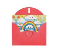 HDSKFNS Tarjetas de felicitación con estampado de gotas de lluvia, diseño de nubes de arco iris, tarjetas de papel perlado de 6 x 4 pulgadas con sobres, para cumpleaños, boda, condolencias
