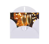 HDSKFNS Tarjetas de felicitación con impresión de copa de vino de 15,2 x 10,2 cm, tarjetas de papel perlado con sobres, para cumpleaños, boda, condolencias