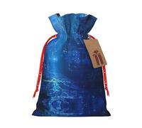 HDSKFNS The Blue Binary Xmas Burlap Bag Christmas Drawstring Bag Holiday New Year Party Home Office Packaging