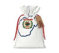 HDSKFNS West Virginia State Flag Map Xmas Burlap Bag Christmas Drawstring Bag Holiday New Year Party Home Office Packaging
