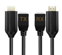 HDSUNWSTD Extensor RJ45 a HDMI de 60 m de audio y vídeo 1080P a través de cable Ethernet Cat5e/Cat6, transmisión de señal sin pérdidas, adaptador de extensión de larga distancia HDMI, repetidor Balun