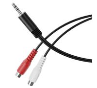 HDSupply divisor de audio, cable adaptador Y, conector jack aux 3,5 mm a 2x RCA cinch socket, para altavoces, subwoofer, barra de sonido, TV, coche, radio, smartphone, tablet, negro