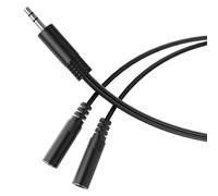HDSupply Divisor de audio, cable en Y, adaptador Aux Y de 3,5 mm para dos auriculares, clavija doble estéreo de 3 patillas, divisor para auriculares, teléfono móvil, smartphone, portátil, negro