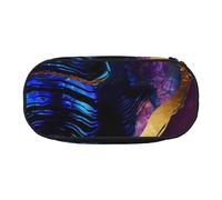 HDTVTV Ágata Abstracta púrpura, Azul y Dorada Estuche para lápices, Estuche portátil con Cremallera, Estuche para cosméticos