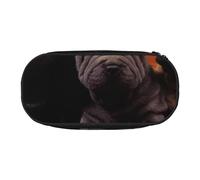 HDTVTV Cachorro Shar Pei Negro Perros Pequeños Cachorro Gris Mascotas Estuche para lápices, Estuche portátil con Cremallera, Estuche para cosméticos