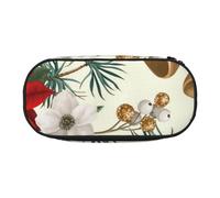 HDTVTV Campana navideña Floral de Pascua Estuche para lápices, Estuche portátil con Cremallera, Estuche para cosméticos