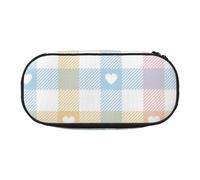 HDTVTV Corazones en Azul Pastel y Rosa Estuche para lápices, Estuche portátil con Cremallera, Estuche para cosméticos