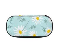HDTVTV Delicada Margarita Floral Azul y Blanca Estuche para lápices, Estuche portátil con Cremallera, Estuche para cosméticos