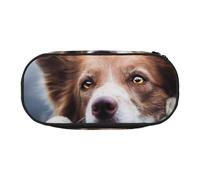 HDTVTV Dios Bokeh de Border Collie Marrón con Ojos Amarillos Estuche para lápices, Estuche portátil con Cremallera, Estuche para cosméticos