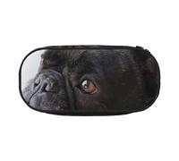 HDTVTV Dulce Mascota, Lindo Cachorro de Bulldog francés Negro Estuche para lápices, Estuche portátil con Cremallera, Estuche para cosméticos