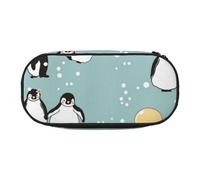 HDTVTV Globo de pingüino con Copo de Nieve Estuche para lápices, Estuche portátil con Cremallera, Estuche para cosméticos