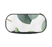 HDTVTV Hojas Verdes Blancas Estuche para lápices, Estuche portátil con Cremallera, Estuche para cosméticos