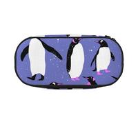 HDTVTV Lindo pingüino Morado Estuche para lápices, Estuche portátil con Cremallera, Estuche para cosméticos