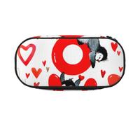 HDTVTV Lindos pingüinos para el Día de San Valentín Estuche para lápices, Estuche portátil con Cremallera, Estuche para cosméticos