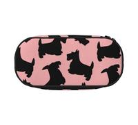 HDTVTV Patrón de Terrier escocés Rosa y Negro Estuche para lápices, Estuche portátil con Cremallera, Estuche para cosméticos
