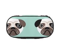 HDTVTV Patrón Infantil con ilustración de Cachorro Azul de Pug Estuche para lápices, Estuche portátil con Cremallera, Estuche para cosméticos