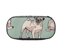 HDTVTV Perros Pug Sentados Estuche para lápices, Estuche portátil con Cremallera, Estuche para cosméticos