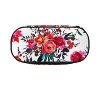 HDTVTV Ramos Florales Brillantes y Elegantes en Rojo y Azul Marino Estuche para lápices, Estuche portátil con Cremallera, Estuche para cosméticos