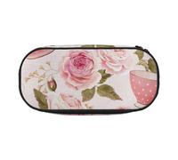 HDTVTV Tazas de té de Estilo Vintage Estuche para lápices, Estuche portátil con Cremallera, Estuche para cosméticos