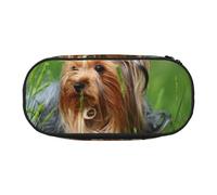 HDTVTV Yorkshire Terrier Césped Perros Lindos Ummer Red Bow Estuche para lápices, Estuche portátil con Cremallera, Estuche para cosméticos