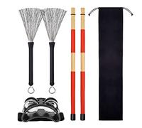 Hduacuge 4 unidades Tambor Profesional Ligero Madera Acústica Tambor Cepillos Varillas Kit de Herramientas para los Amantes de Tambor Jugadores