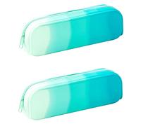Hduacuge Estuche de Lápices Estética y Portátil Colorido Impermeable de 2 Piezas para Estudiantes, Niñas, verde