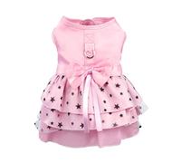 Hdwk&Hped Vestido de perro con correa de anillo, falda plisada de varias capas de princesa con arco pentagrama para perro pequeño, cachorro, gato, rosa #4