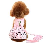 Hdwk & Hped - Vestido para perro pequeño con anillo de correa, falda para mascotas con 2 estilos #1-#5 (#2, estilo estrella, color rosa (2 unidades)
