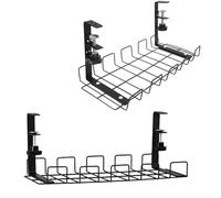 HDWR Bandeja de Gestión de Cables Debajo del Escritorio, Sin Taladro, Organizador de Cables Negro, Soporte de Malla de Cables de Metal con Abrazadera Para Escritorios, Oficina, Hogar SolidHand-CM01