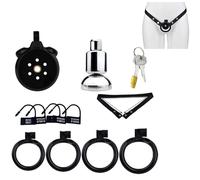 Hdynasty Jaula de Soporte de Resina Transpirable Negativa Plana para Hombre con catéter metálico y Banda elástica de PU (42mm/45mm/48mm/52mm) (Negro)