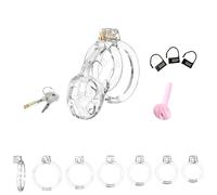 Hdynasty Jaula de Soporte Invisible Masculina de Resina Blanda con 6 Mosquetones Fijos y 1 Catéter de Silicona Blanda (Transparente, B12)