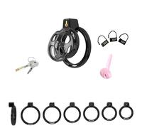 Hdynasty Jaula de Soporte Invisible Masculina de Resina Blanda con 6 Mosquetones Fijos y 1 Catéter de Silicona Blanda (Negro, D12)