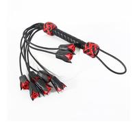 Hdynasty Látigo de Cuero Rosa Rojo y Negro, 64,5 cm de Largo Látigo Multiusos para Caballos