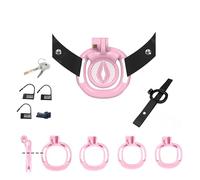 Hdynasty Mini Jaula de Resina Plana Positiva y Negativa Wearable Dispositivo de Fitness y Culturismo para Hombres con 1 Banda Elástica de Asistencia + 4 Anillos de Arco Fijo (Rosa, XX-2)